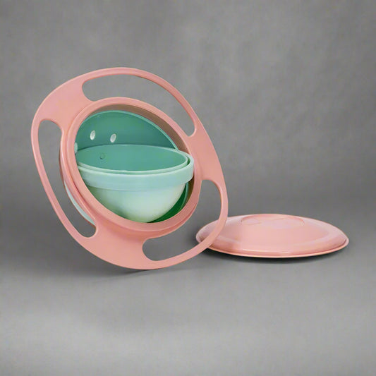 Spill Resistant Child Feeding Gyro Bowl