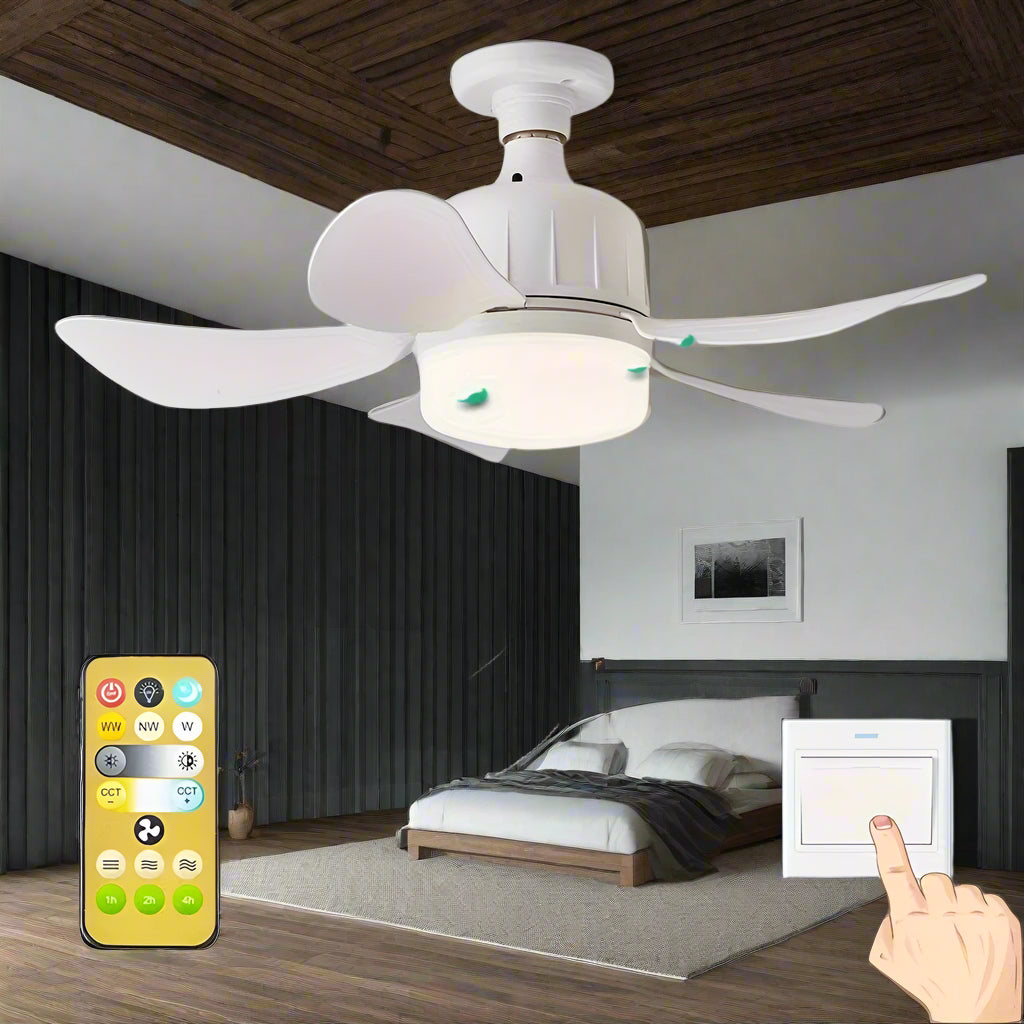 Socket Ceiling Fan with LED Light + Remote