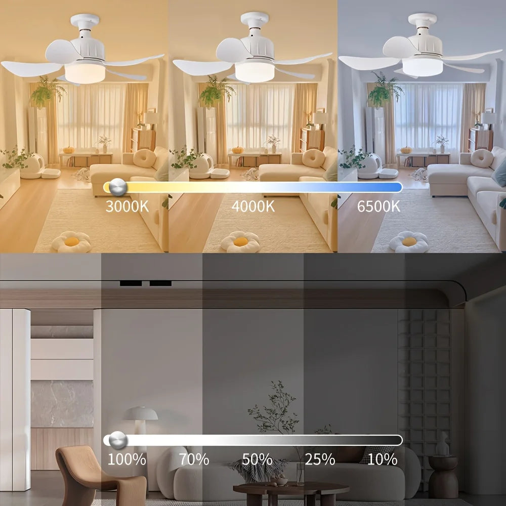 Socket Ceiling Fan with LED Light + Remote