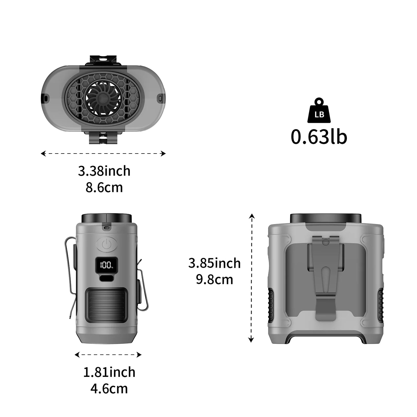 Portable Waist Fan with Power Bank & LED Light