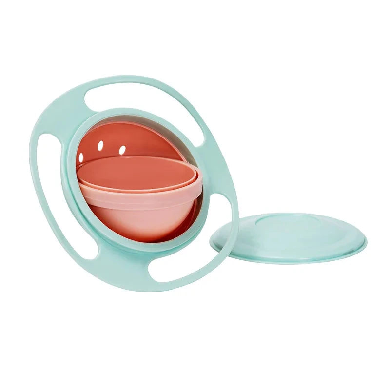 Spill Resistant Child Feeding Gyro Bowl