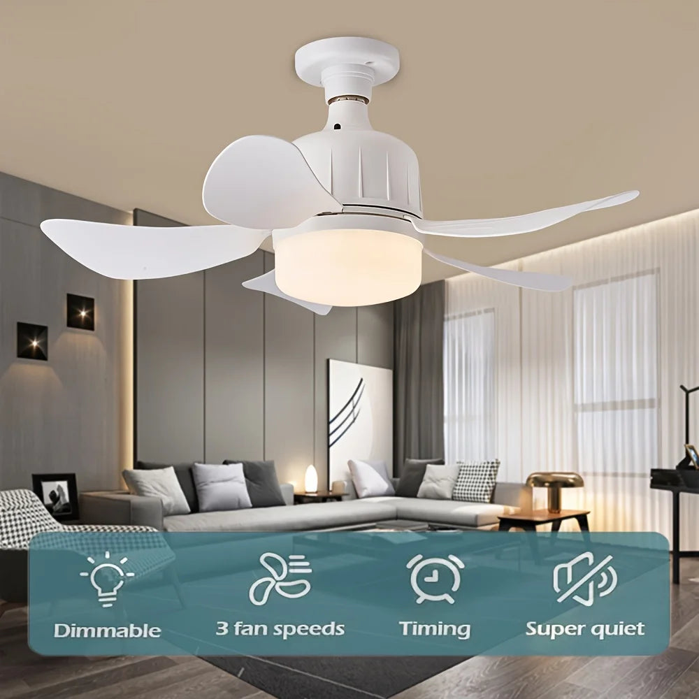 Socket Ceiling Fan with LED Light + Remote