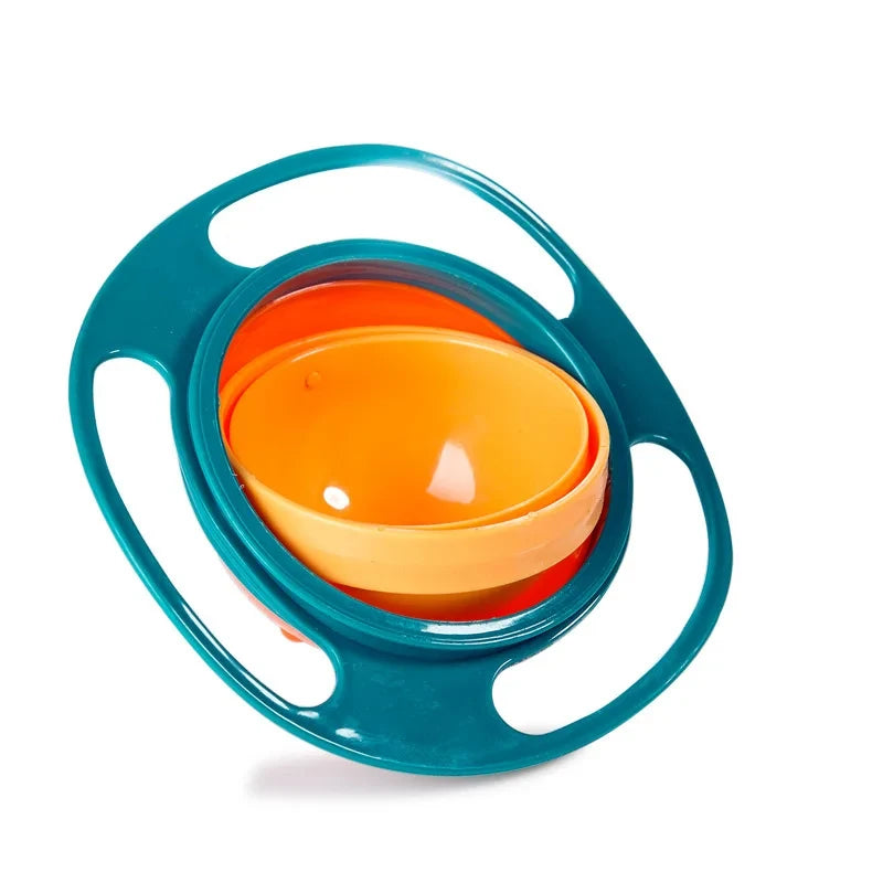 Spill Resistant Child Feeding Gyro Bowl