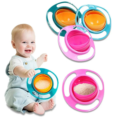 Spill Resistant Child Feeding Gyro Bowl