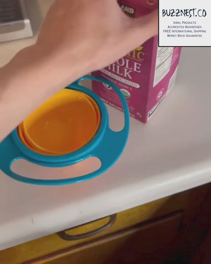 Spill Resistant Child Feeding Gyro Bowl